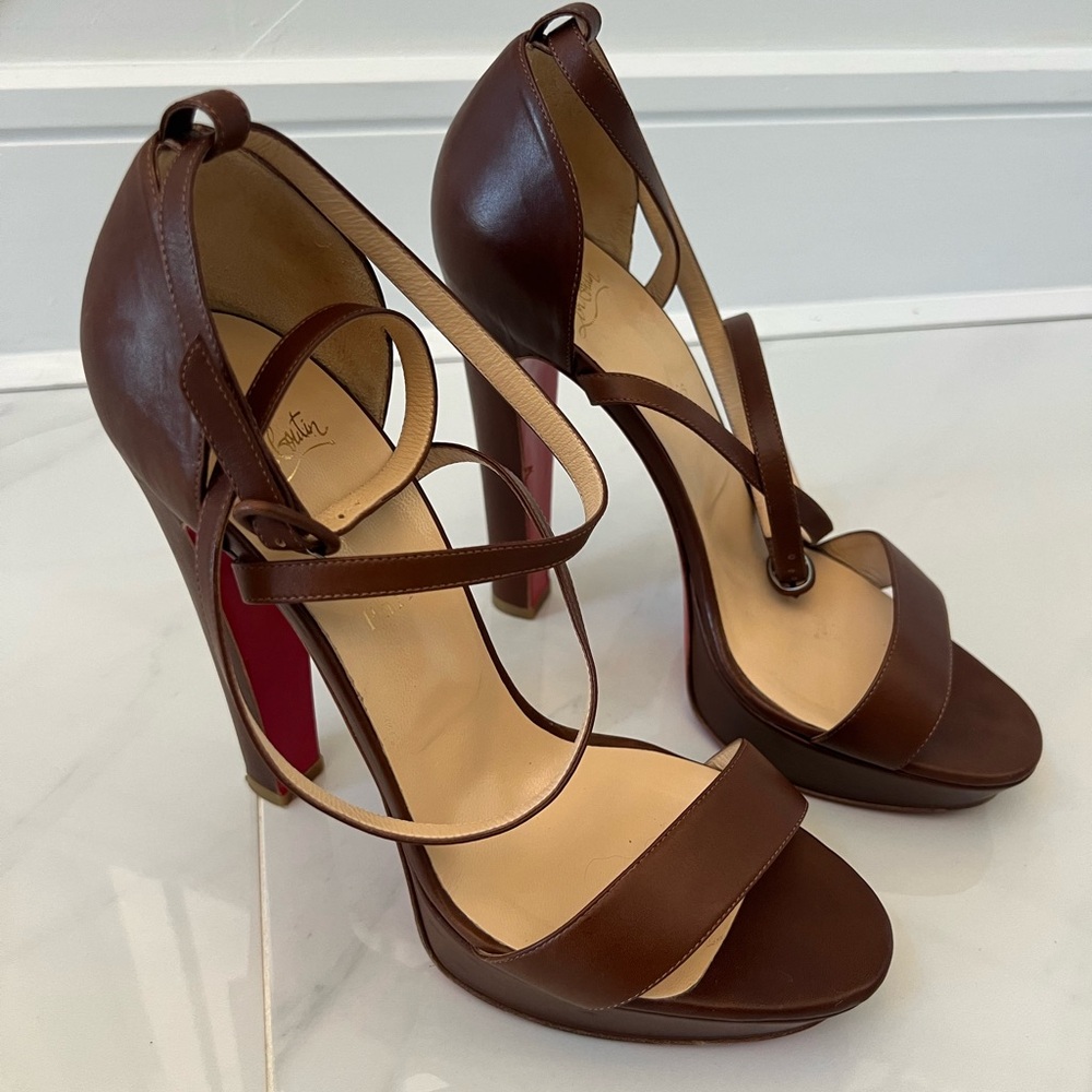 Brown Strappy High Heels christian louboutin